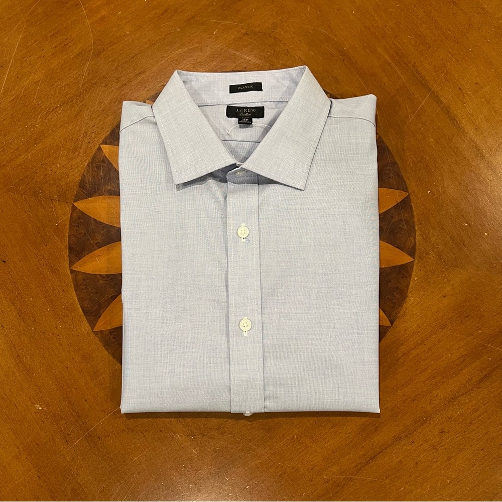NEW J.Crew Men's Ludlow Stretch Cotton Dress Shirt Fairweather Blue 17.5/36‎ - Picture 2 of 16